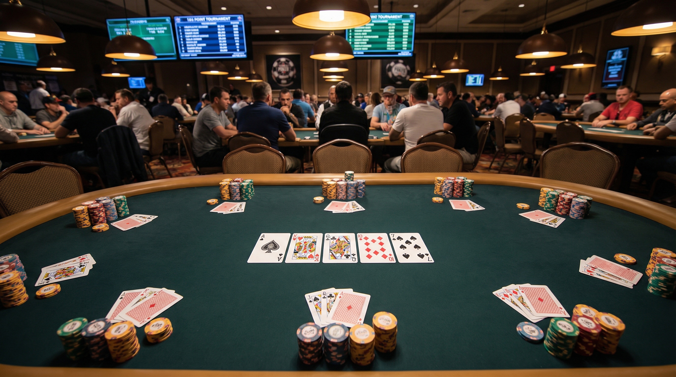 pg娱乐城扑克游戏桌面，展示德州扑克手牌和筹码